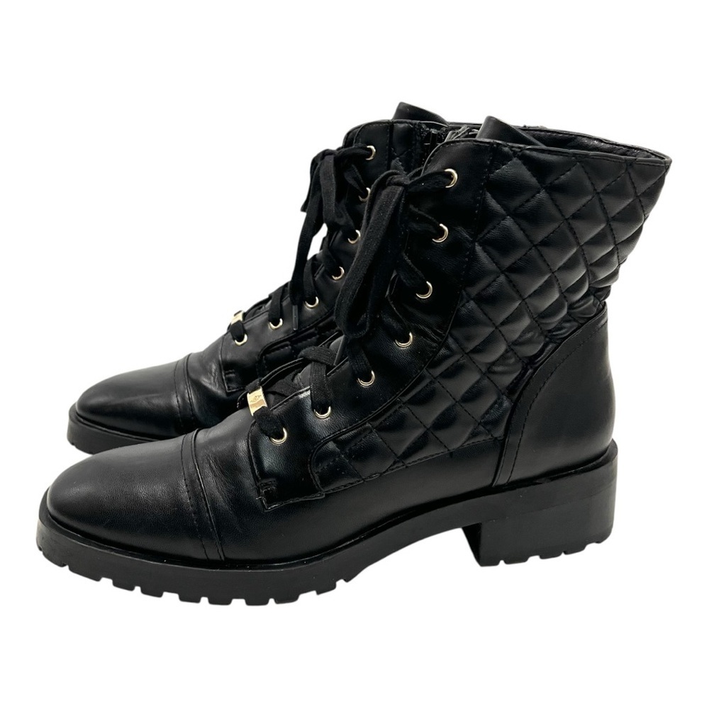 Nanette Lepore Idalia Black Quilted Combat Boots Lugg Sole Women’s 10 - Picture 1 of 14
